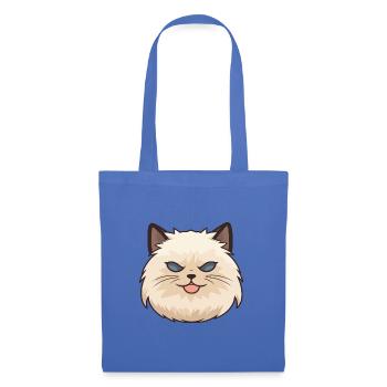 Himalaya-Katze-Karikatur-Aquarell-Illustration - Stoffbeutel - Hellblau - Vorne