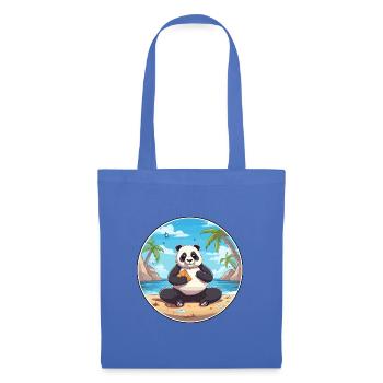 Panda-Cartoon-Yoga-Strand-Sommer-Illustration - Stoffbeutel - Hellblau - Vorne