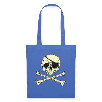 Piratenflagge Piratenschädel Augenklappe - Stoffbeutel - Hellblau - Vorne