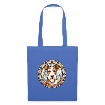 Draht Foxterrier Hunderasse Buntglas Bunt - Stoffbeutel - Hellblau - Vorne