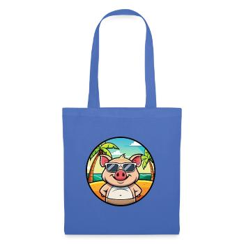 Cochon Drôle Dessin Animé Plage D’été Lunettes De Soleil Autocollant - Sac en tissu - bleu pâle - Devant