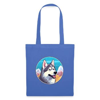 Nördliche Inuit Hunderasse Cartoon Kawaii Aquarell - Stoffbeutel - Hellblau - Vorne