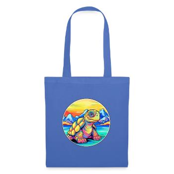 Schildkröte Aquarell Karikatur Kawaii Haustier Tier Farbe - Stoffbeutel - Hellblau - Vorne