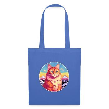 Ingwer Langhaar Katze Bunte Karikatur Aquarell il - Stoffbeutel - Hellblau - Vorne