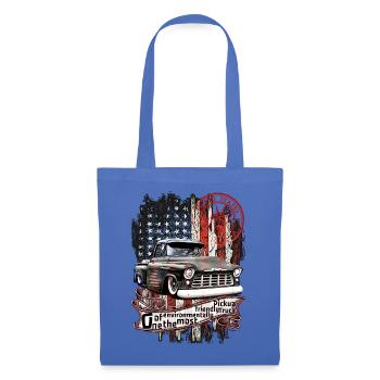 Vintager Pickup mit US-Flagge - Stoffbeutel - Hellblau - Vorne