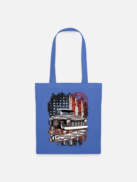Vintager Pickup mit US-Flagge - Stoffbeutel - Hellblau
