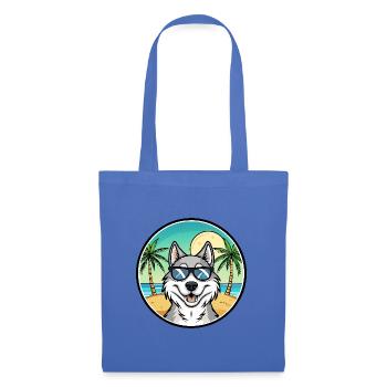 Nördliche Inuit Hunderasse Cartoon Sonnenbrille Strand - Stoffbeutel - Hellblau - Vorne