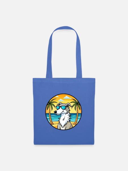 Barzoï Chien Race Dessin Animé Lunettes De Soleil Plage - Sac en tissu - bleu pâle