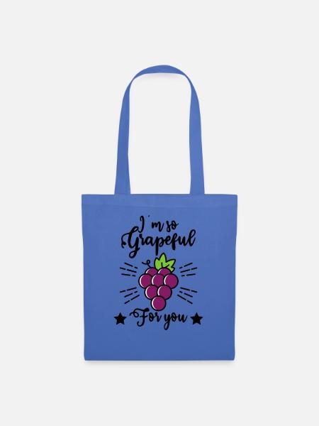 I'm So Grapeful For You – Lustiges Traubenmotiv - Stoffbeutel - Hellblau