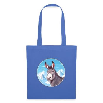 Esel Aquarell Karikatur Kawaii Haustier Tier Farbe - Stoffbeutel - Hellblau - Vorne