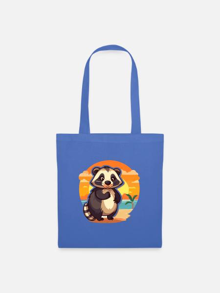 Dachs-lustige Cartoon-Kawaii-Strand-Illustration - Stoffbeutel - Hellblau