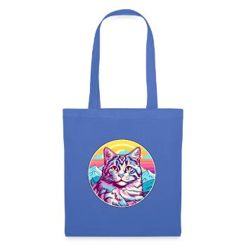 Katze Aquarell Karikatur Kawaii Haustier Tier Bunt - Stoffbeutel - Hellblau - Vorne