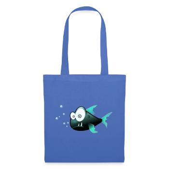 Blubberfisch Cartoon Teal - Stoffbeutel - Hellblau - Vorne