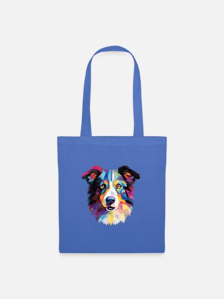 Border Collie Hunderasse Aquarell Illustration - Stoffbeutel - Hellblau
