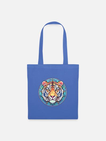 Tiger Buntes Buntes Karikatur-Kawaii-Tier - Stoffbeutel - Hellblau