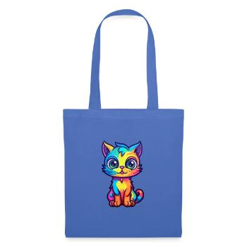 Katze buntes Aquarell Cartoon Kawaii Tier - Stoffbeutel - Hellblau - Vorne