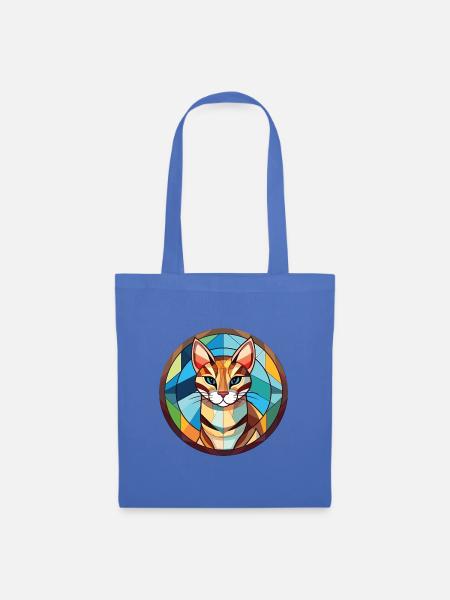 Ozelot Katze buntes Aquarell Tier Illustration - Stoffbeutel - Hellblau