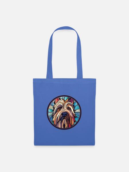 Skye Terrier Hunderasse Aquarell Illustration - Stoffbeutel - Hellblau