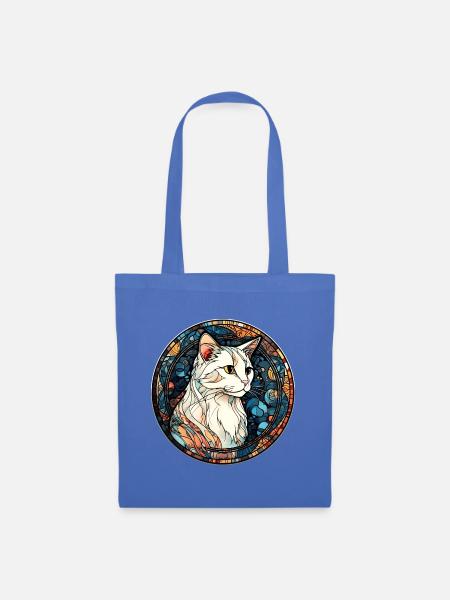 Türkischer Van Cat Breed Aquarell Glasmalerei - Stoffbeutel - Hellblau