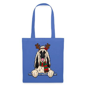Weihnachten Afghanischer Windhund - Stoffbeutel - Hellblau - Vorne