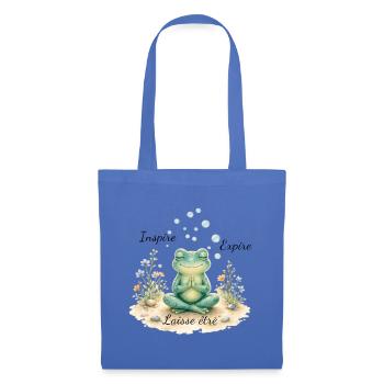 Meditativer Zen-Frosch - Stoffbeutel - Hellblau - Vorne