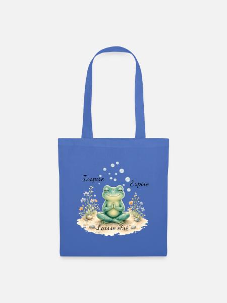 Meditativer Zen-Frosch - Stoffbeutel - Hellblau