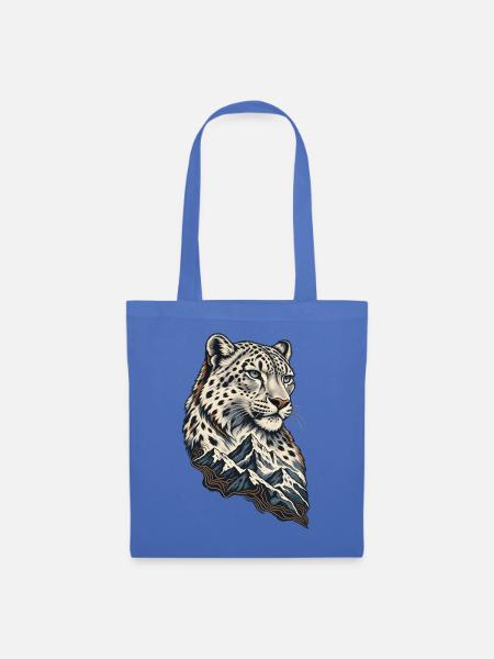 Leopardenkopf vor Berglandschaft - Stoffbeutel - Hellblau