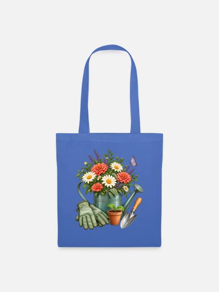 Floristin Geschenkidee Zinkgießkanne Gartenliebe - Stoffbeutel - Hellblau