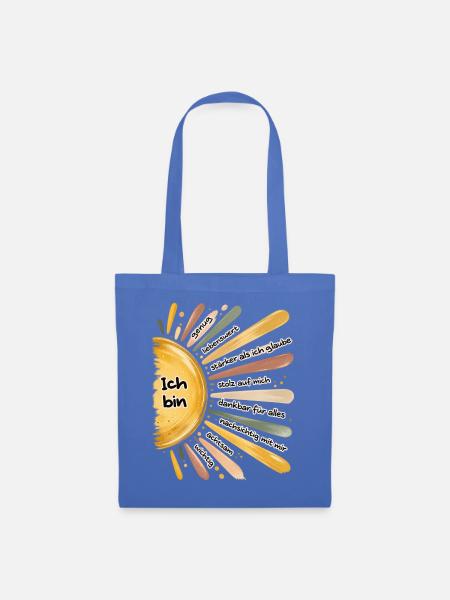 Ich bin genug – Positive Affirmationen Sonne - Stoffbeutel - Hellblau