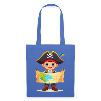Kleiner Kawaii Pirat Schatzkarte Kinder T-Shirt - Stoffbeutel - Hellblau - Vorne
