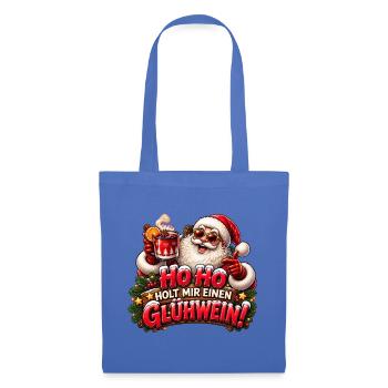 Ho Ho Ho - Glühwein mit Santa - Stoffbeutel - Hellblau - Vorne
