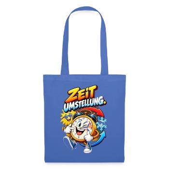 Zeitumstellung Cartoon Uhr Motiv - Stoffbeutel - Hellblau - Vorne