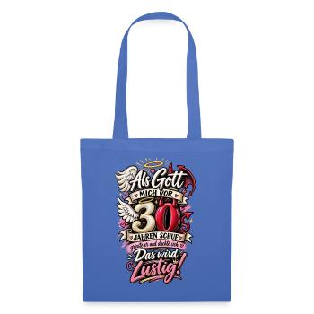 30. Geburtstag – Engel, Teufel und Humor - Stoffbeutel - Hellblau - Vorne