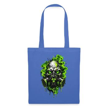 Neon-Totenkopf mit Gasmaske - Stoffbeutel - Hellblau - Vorne