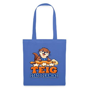 Teig statt Termine – Back-Otter mit Plätzchen - Stoffbeutel - Hellblau - Vorne