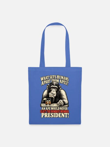 Affe gegen Präsident Satire Tee - Stoffbeutel - Hellblau