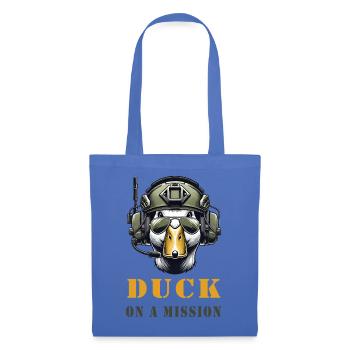 Coole Ente mit Militärhelm Duck on a Mission - Stoffbeutel - Hellblau - Vorne