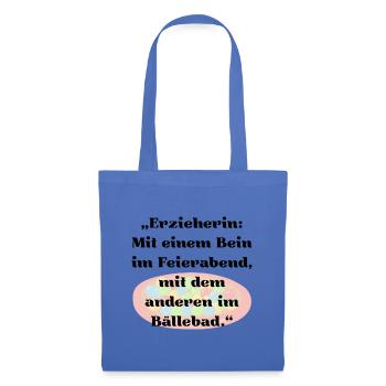 Kita Tasse für Erzieherin – Kindergarten Spruch  - Stoffbeutel - Hellblau - Vorne