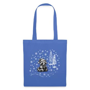 Waschbär Schnee /raccoon snowflakes Weihnachten - Stoffbeutel - Hellblau - Vorne