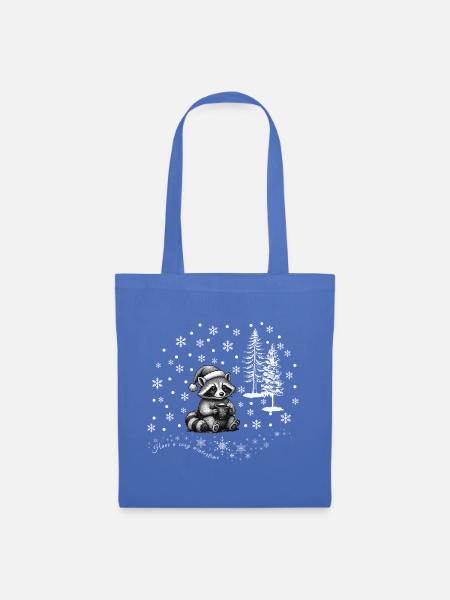 Waschbär Schnee /raccoon snowflakes Weihnachten - Stoffbeutel - Hellblau