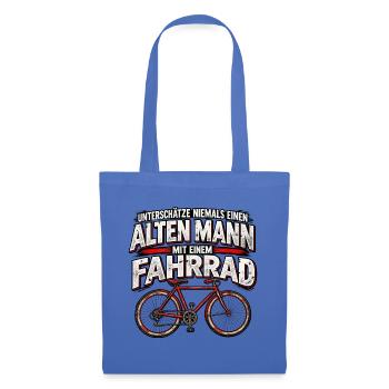 Alten Mann mit Fahrrad Warnung - Stoffbeutel - Hellblau - Vorne