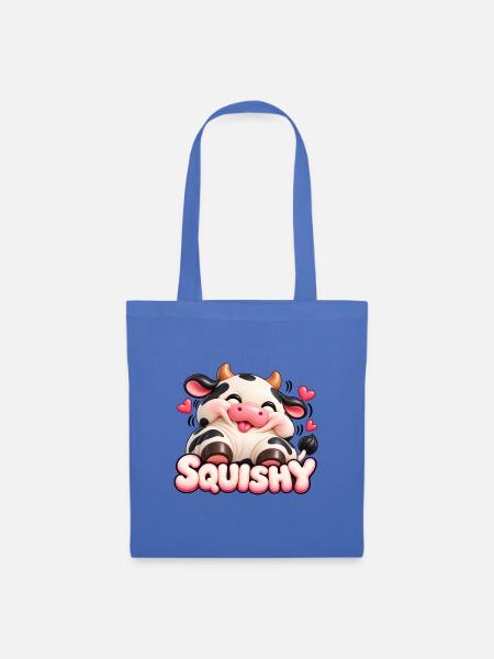 Squishy Kuh mit Herzen-Design - Stoffbeutel - Hellblau