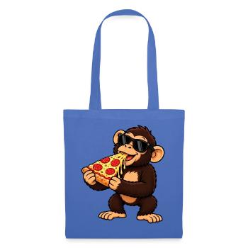 Schimpanse mit Pizza Cool Cartoon - Stoffbeutel - Hellblau - Vorne