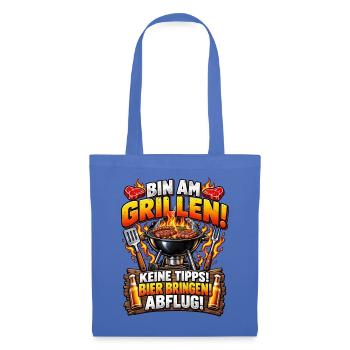 Bin am Grillen – Keine Tipps - Stoffbeutel - Hellblau - Vorne