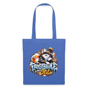 Frostbeule mit Stil – Der coole Winterfuchs - Stoffbeutel - Hellblau - Vorne