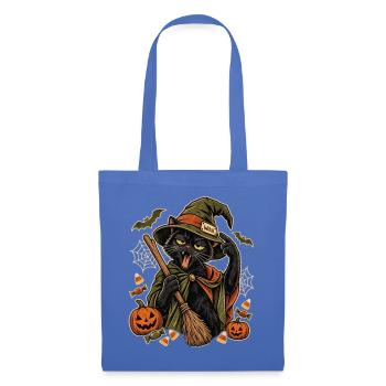 Halloween Büro-Hexe erschöpfte Hexenkatze - Stoffbeutel - Hellblau - Vorne
