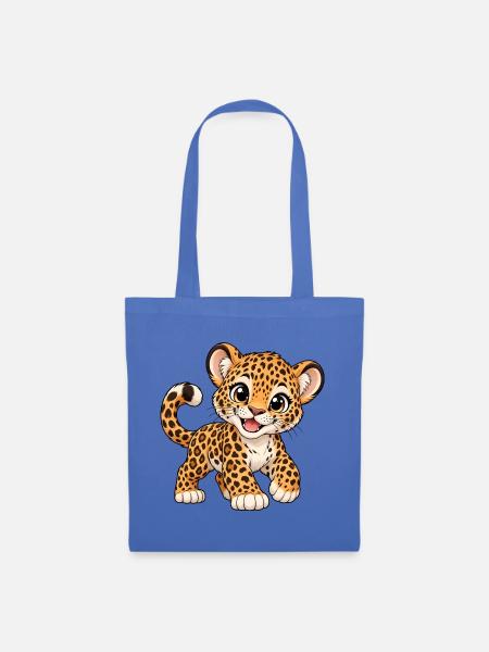 Kawaii Leopard – Süße wilde Katze - Stoffbeutel - Hellblau
