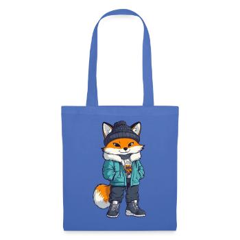 Fuchs mit Winterjacke und Mütze - Stoffbeutel - Hellblau - Vorne