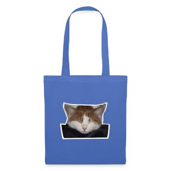Schlafende rot-weiße Katze - Stoffbeutel - Hellblau - Vorne