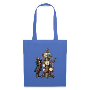 Steampunk-Erfinder mit Weltkugel-Uhr - Stoffbeutel - Hellblau - Vorne